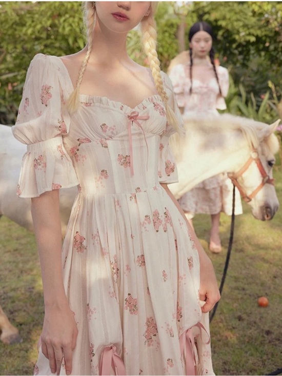Lacemade Dresses & Skirts - LACEMADE Pink Floral Cottagecore Maxi Dress XS Romantic Coquette